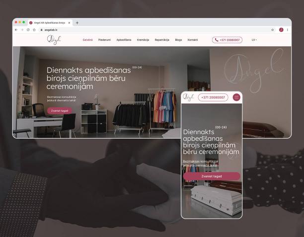 Screenshot of the Angel AB funeral agency website