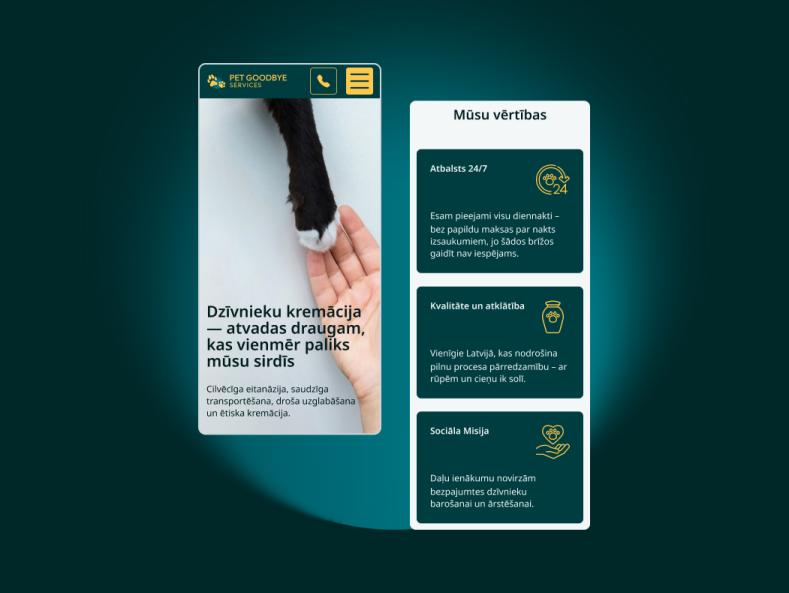 Dzivniekukremacija.lv vietnes ekrānuzņēmums