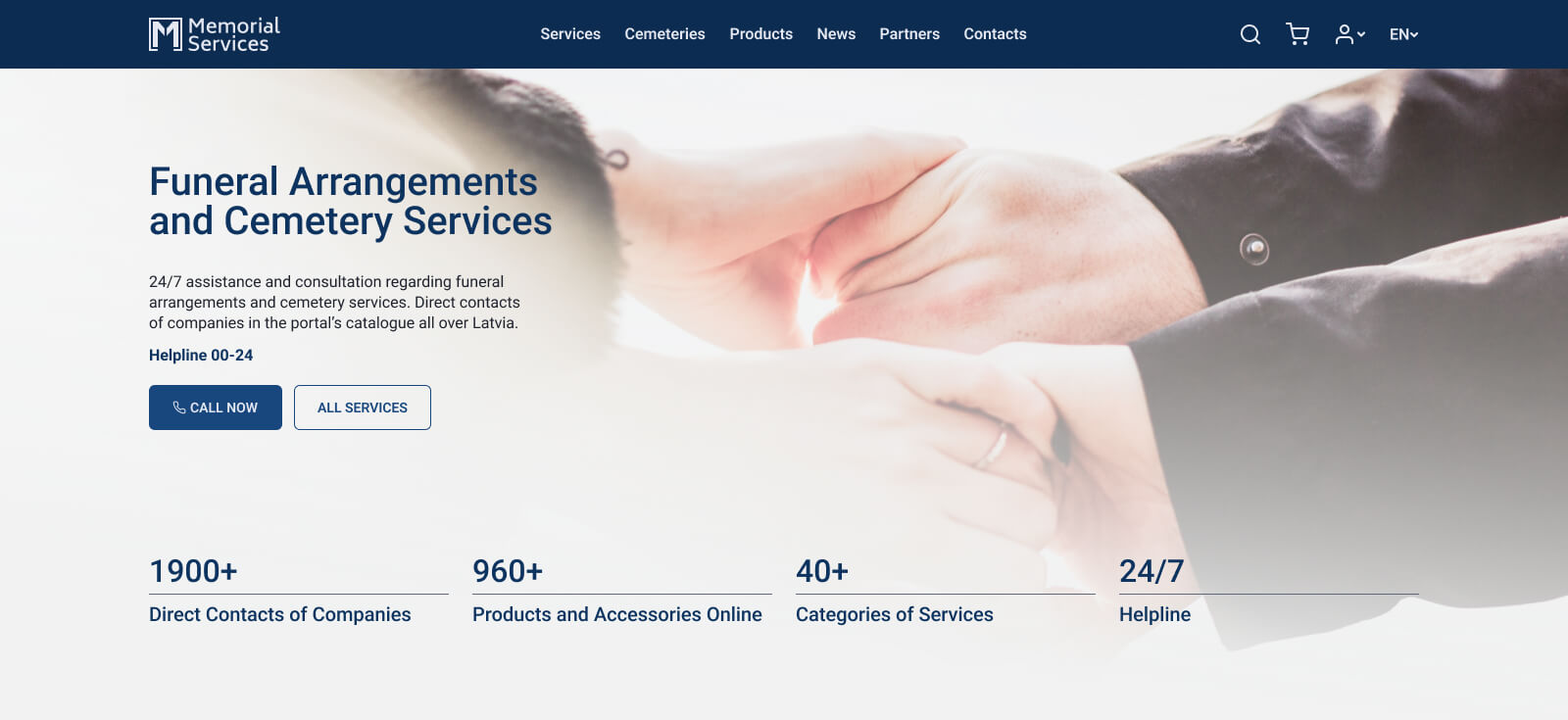 Memorial Services Website screenshot 2025 Memorial Services Website screenshot from year 2025