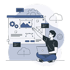 Image with man planing and designing the custom website functionality