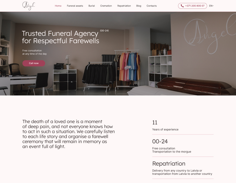 AngelAB Websites Homepage Funeral agency AngelAB Websites Homepage