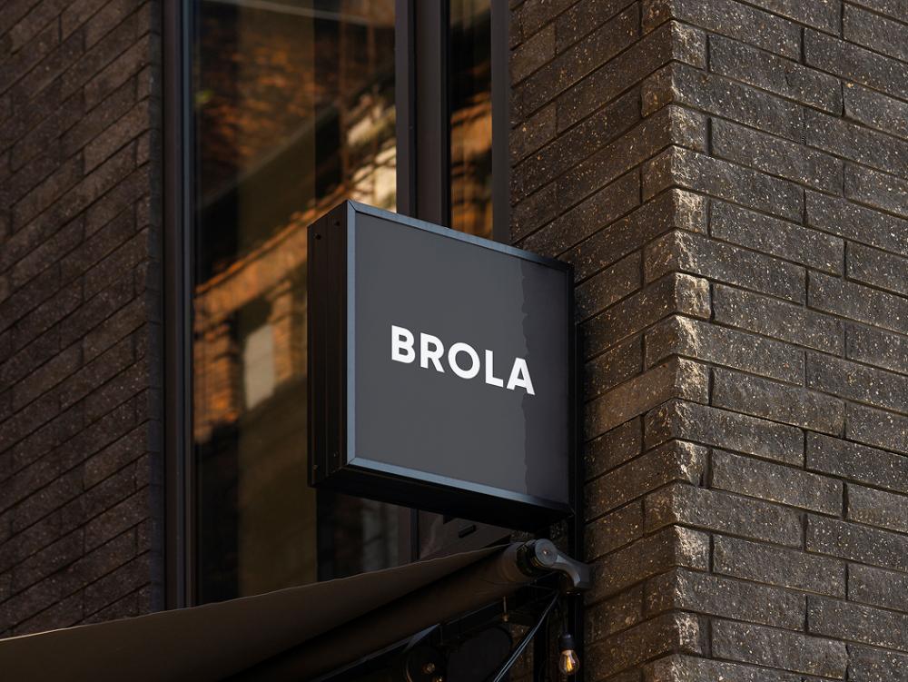 Custommade BROLA logo on a sign
