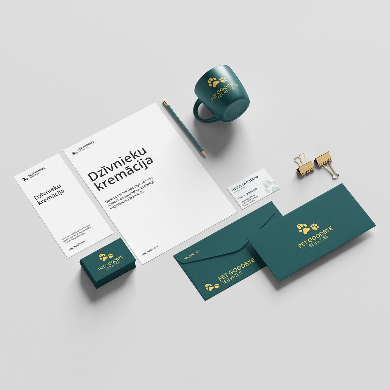 Full Branding Package provided for "Pet Goodbye Services" — pet cremation services
