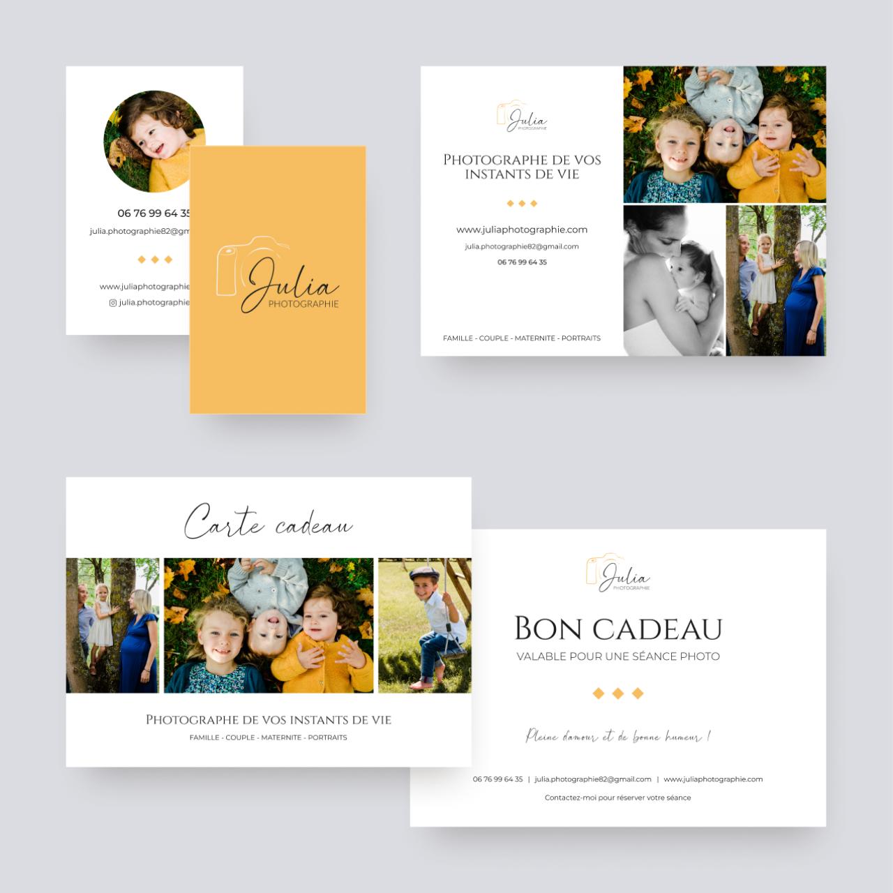 Design of business cards, flyers and gift cards