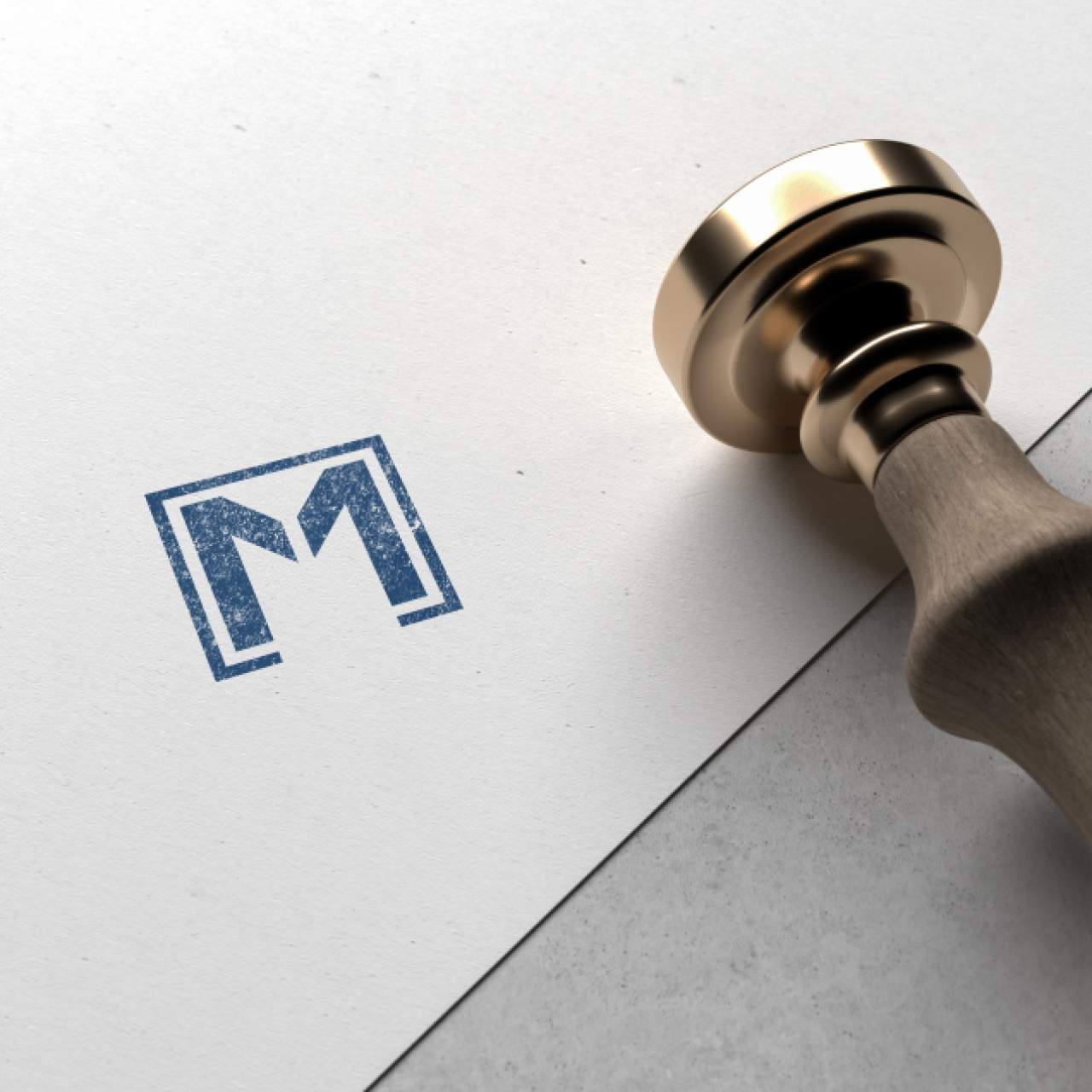 Logo stamp on white paper