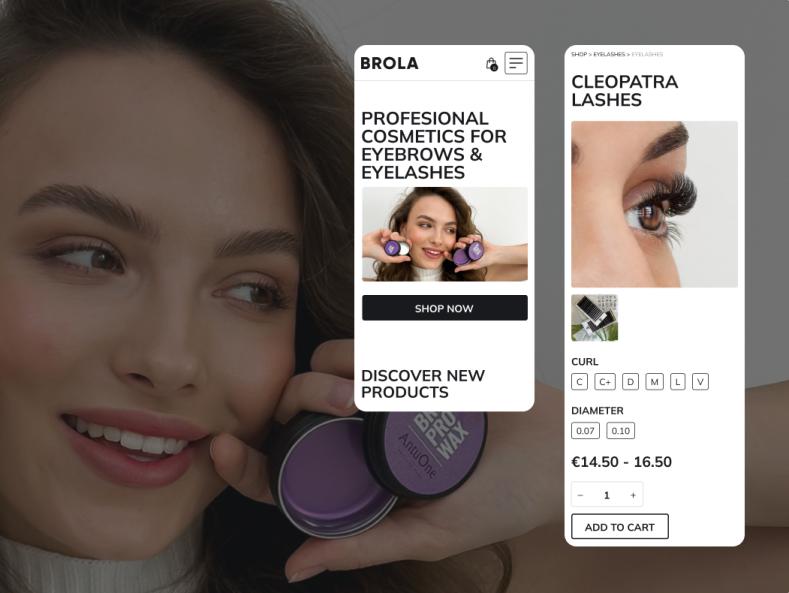 Sleek professional cosmetics online store with advanced e-commerce functionality