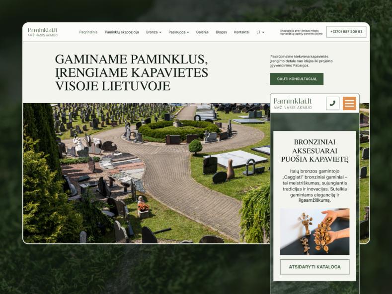 Сайт производителя памятников и надгробий в Вильнюсе, Литва