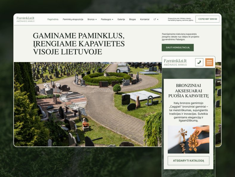 Kapu pieminekļu ražotāja mājaslapa Viļņā, Lietuvā